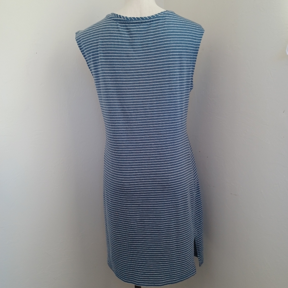 Sundance‎ Dress Blue White Striped Knit Pullover Tee Shirt Style Womens Medium - Picture 3 of 14